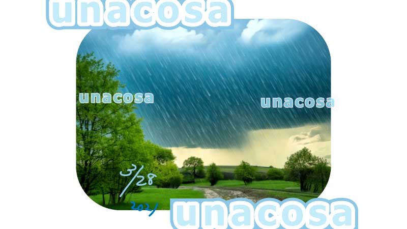 春の曇り空に雨イメージ画像3月