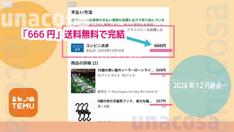 024年666円の商品が送料無料だった画像