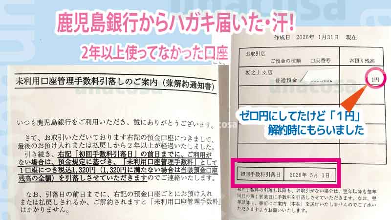鹿児島銀行から届いたハガキの中身
